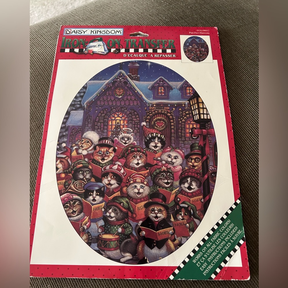 Vintage Daisy Kingdom Iron-On Transfer “O' Kitten Tree” Cat Carolers 1998 NOS